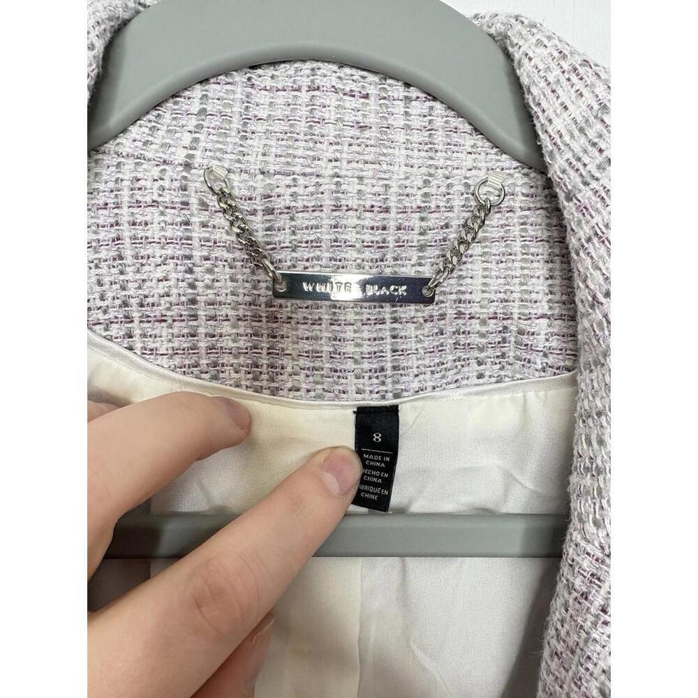 Whbm Blazer Womens 8 Tweed Fringe Cropped Feminine Girly Corpcore Lavender - Picture 7 of 8